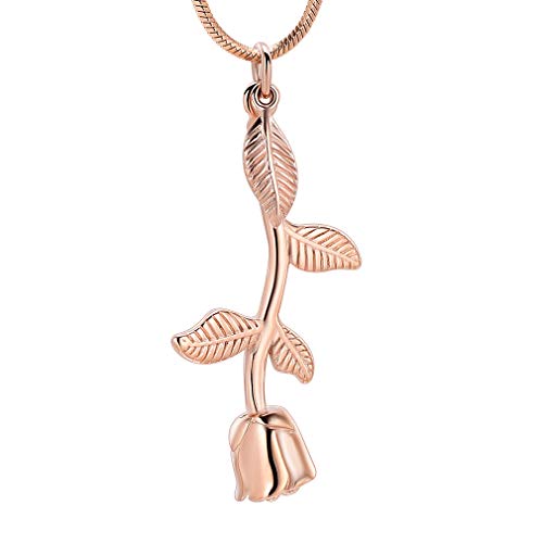 Rose Flower Cremation Jewelry Urn Necklaces for Ashes, Cremation Ash Jewelry Memorial Pendants