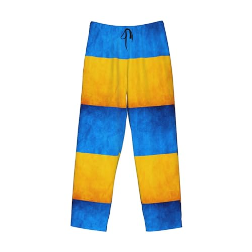 Pantalon de pyjama imprimé drapeau ukrainien noir - Bas de nuit ample taille S - 4