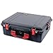 Pelican 1600 Case by ColorCase - Black - Large Size Waterproof Case with Pick & Pluck Foam Set & Convoluted Lid Foam - Red Handle & Latches