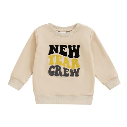 Baby Boy New Year Clothes Letter Embroidery Crew Neck Long Sleeve Sweatshirt Pullover Shirt Fall Winter Tops