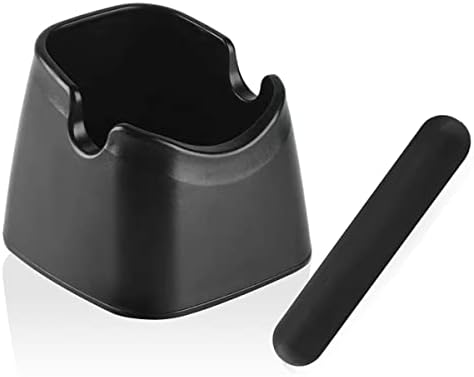 Porssaut Coffee Knock Box Espresso Dump Bin Coffee Grind Knock Out Boxes Tampers Square Coffeeware Grounds Container Waste Slag Bucket ABS with Detachable Bar Anti-Slip Gasket - Black