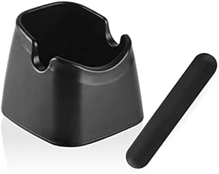 Porssaut Coffee Knock Box Espresso Dump Bin Coffee Grind Knock Out Boxes Tampers Square Coffeeware Grounds Container Waste Slag Bucket ABS with Detachable Bar Anti-Slip Gasket - Black