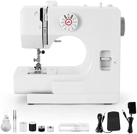 Sewing Machine, Mini Sewing Machine, Electric Portable Sewing Machine for Beginners, 12 Stitch Dual Speed with Foot Pedal & Sewing Kit