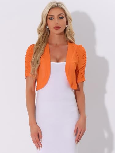 Allegra K Casual Short Sleeve Mesh Sheer Shrug for Women's Open Front Cropped Cardigan Bolero4