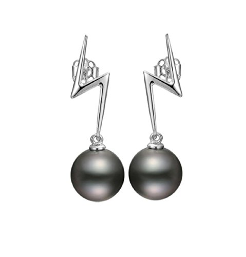 Boucles d'oreilles perle de Tahiti ronde 9 mm pour vos soirées habillées