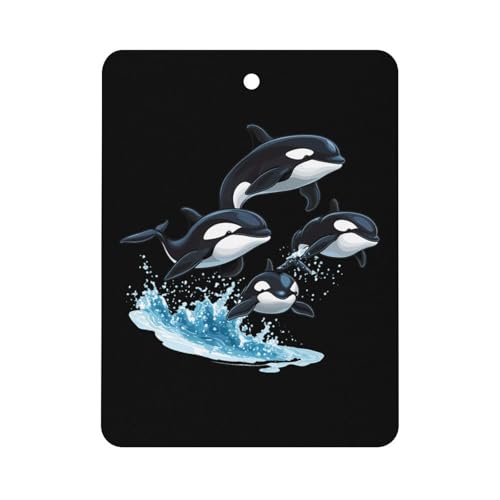 Killer Whale Orca Whale Family Car Air Freshener Hanging Aromatherapy Tablets for Car Accessories Square