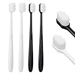 4Pcs Soft Bristle Toothbrush, Soft Micro Nano Manual Toothbrushs, Soft Bristled Adult Toothbrush Micro-Nano Manual Toothbrushs for Fragile Gums Adult and Children for Sensitive Teeth(Black+White)