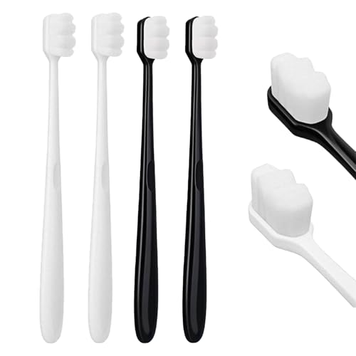 4 cepillos de dientes de cerdas suaves, cepillos de dientes manuales micro nano suaves, cepillo de dientes para adultos, cepillo de dientes manual micro nano para encías frágiles, adultos y niños para