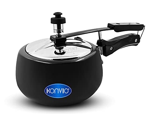 Konvio Contura Hard Anodised Aluminium Pressure Cooker, 2 Litres, Black