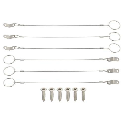 Image of MECCANIXITY Lanyard Cable Safety Tether Wire 9 Inch 316 Stainless Steel Quick Release Pin Lanyard for Loss Prevention One Loop with Quick Release Ring (Silver, Pack of 6)