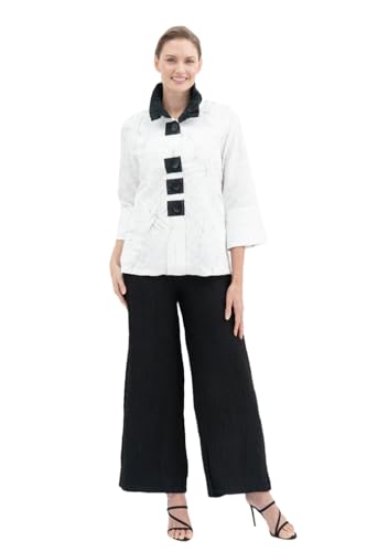 Damee White & Black Textured Seamless Jacket- 49512