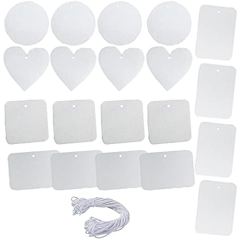 Pleenild 20 Pcs Sublimation Freshener Sheets DIY Air Freshener Blanks with Cotton String for Car Home Interior Use and Decor, White, IUG-609 Cover