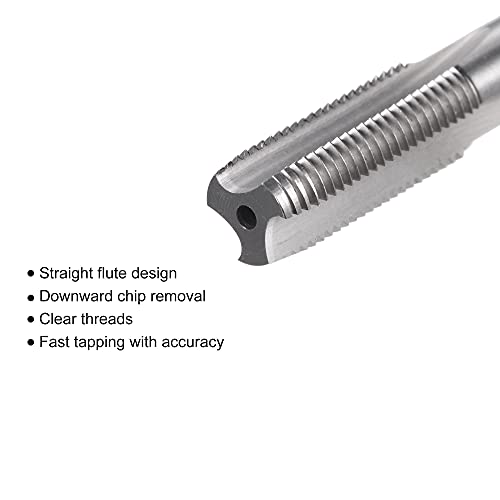 Image of uxcell Thread Milling Threading Tap 3 /8 inch-24 UNF, Left Hand Machine HSS (High Speed Steel) 6542 Uncoated 3 Straight Flutes 2B Tolerance Grade