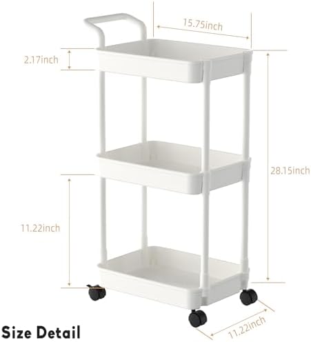 Volnamal Baby Diaper Caddy, Plastic Movable Cart for Newborn Nursery Essentials Diaper Storage Organizer for Changing Table & Crib, Easy to Assemble, Baby Registry, Off-White