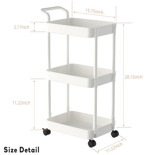 Image of Volnamal Baby Diaper Caddy, Plastic Movable Cart for Newborn Nursery Essentials Diaper Storage Organizer for Changing Table & Crib, Easy to Assemble, Baby Registry, Off-White