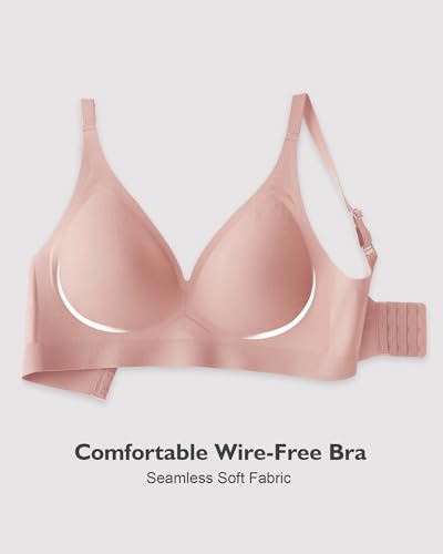 Image of HORISUN Seamless Bras Full Coverage V Neck Push Up Wireless Bras for Women