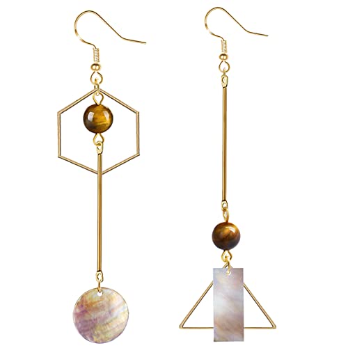Boho Mismatch Asymmetry Shell Earrings for Women - Fashion Geometric Abstract Earrings Minimalist Hook Earrings