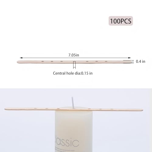 100 soportes de madera para mecha de vela 7.05 pulg miniatura 2