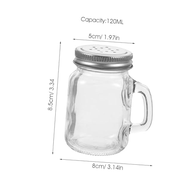 Set of 2 Glass Jar Spice Bottles Salt and Pepper Shakers for Easy Use