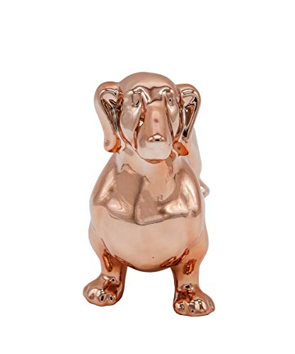 Nayothecorgi Dachshund Dog Statue - Metallic Rose Gold Standing Ceramic Dog Statue - Decorative Dog Sculpture For Garden Or Home Décor - Dachshund Dog Outdoor Statue - (10.82” X 3.62” X 6.61”) #TOP1
