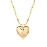 [Fettero] ハート型 ネックレス 14Kゴールドメッキ ネックレス チェーン 金属アレルギー対応ネックレス A～Zの文字