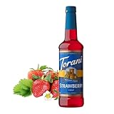Torani Sugar Free Strawberry Syrup (750ml) - Soda Syrups for Mocktails, Cocktails, Iced Tea & Soda Drinks - Zero Sugar, No Calorie, No Carb & Vegan-Friendly