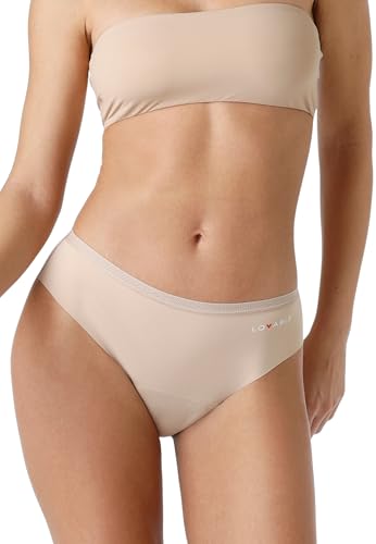 Lovable Slip da Ciclo Mestruale Flusso Abbondante | Mutande Invisibili in Microfibra, Lavabili, Riutilizzabili e Anti-Perdite | Period Panties Donna, Cipria, M