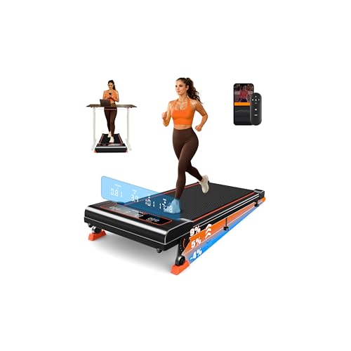 Walking Pad with Incline 9% & Decline -4% 5 Level, Under Desk Treadmill for Home, Quiet BLDC EvoDrive, Full Metrics Large Display, NeoFloat Quad Cushioning, Portable Compact for Small Spaces Orange