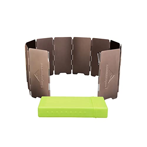 Campingmoon Camp Stove Windscreen,Foldable Aluminum Alloy 10 Plates Wind Shield for Camping Stove,Camping Wind Blocker for Gas Stove with Storage Box for Outdoor Hiking Picnic
