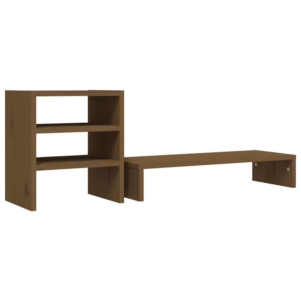 Supporto per monitor in legno massello di pino, 81 x 20 x 30 cm, supporto da scrivania con ripiano per tastiera, gestione dei cavi, scaffale ergonomico per ufficio, home office e gaming