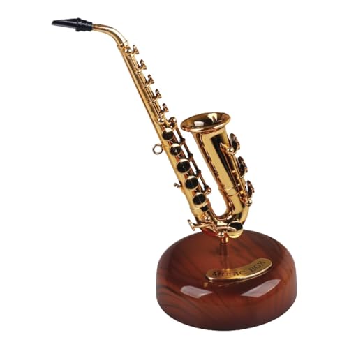 MagiDeal Boîte à musique pour saxophone, boîte à musique rotative, collections de décoration pour la maison, mini instrument de musique, ornement pour manteau, 15cmx20cm