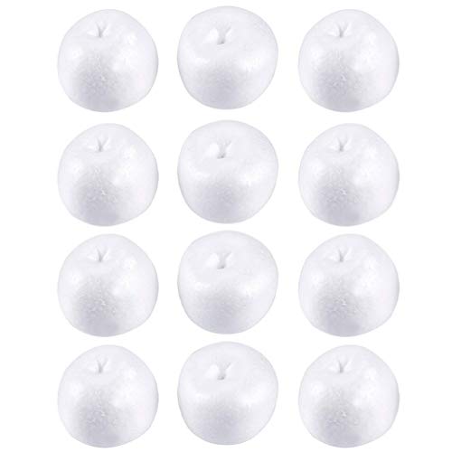EXCEART 12pcs White Craft Foam Apple DIY Mold Polystyrene Shape Xmas Fruit Ornament for DIY Craft Decorating Painting Kids Projects