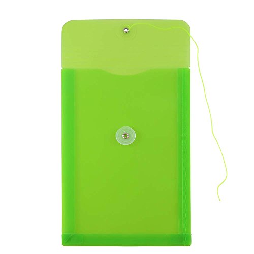 Jam Paper Plastic Envelopes With Button & String Tie Closure - 6 1/4 X 9 1/4 - Lime Green - 12/Pack #TOP1