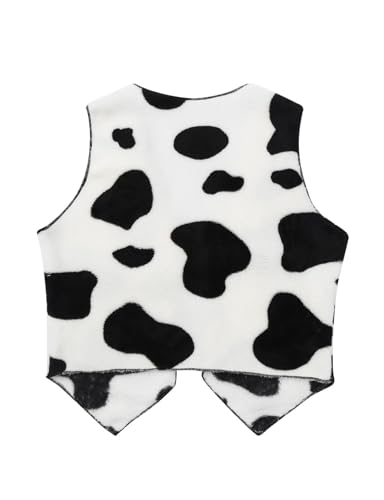Unisex Kids Cowboys Cowgirls Soft Flannel Vest Cow Printed Waistcoat Tops for Fancy Dress2