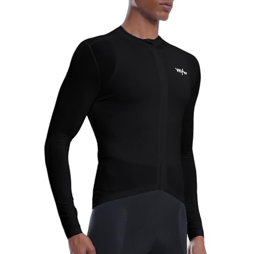 Image of YKYWBIKE Cycling Jersey Men Aero Race Fit, Road Bike Jersey Short Sleeved Moisture Wicking, Breathable,Zip Pocket,UPF50+