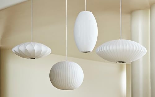 Mid Century Modern Cigar Pendant Light Small, White Silk Hanging Ceiling Light Fixture, Oval Chandelier Lamp with Adjustable Cord for Dining Room, Living Room, Bedroom, Office by Home Craft Décor - Image 6