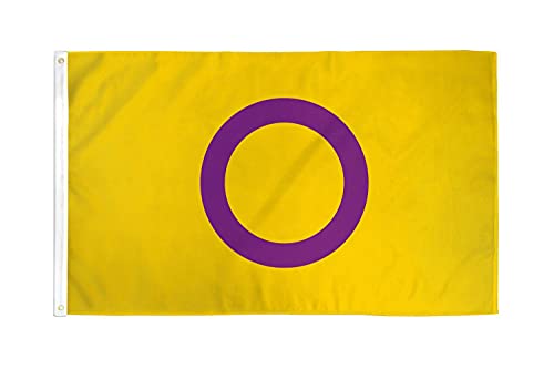 AZ FLAG - Flagge Intersex Stolz - 90x60 cm - intersexuell Fahne 100% Polyester mit Messing-Ösen - UV-beständig - Vives Farben - 50g