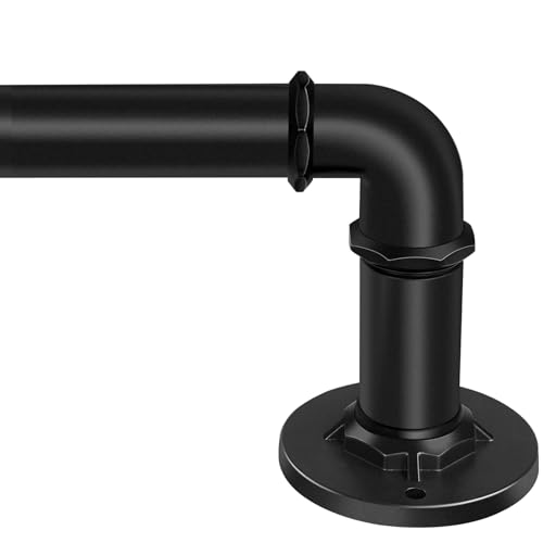 30-120 Inch Wrap Around Curtain Rod 1 Diameter for 30-114 Windows Adjustable Curtains Rod Black Industrial Curtain Rods for Windows Heavy Duty Window Treatment Rods for Blackout Curtains 1 Pack