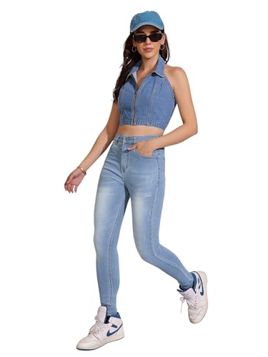 Image of Dolce Crudo Women's Skinny Fit High Rise Cropped Length Stretchable Denim Jeans