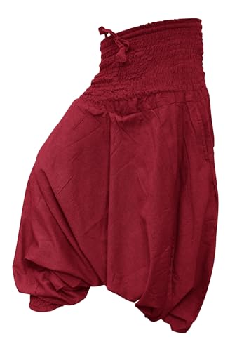 SHOPOHOLIC FASHION Aladdin Harem Pants Boho Baggy Trousers Loose Fit Yoga Hippie Clothes, Maroon