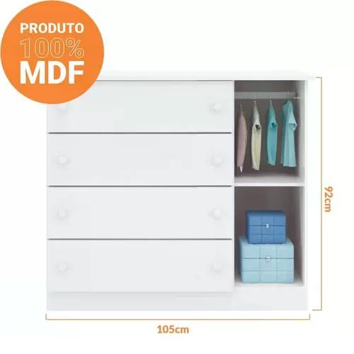 Cômoda Infantil Lívia Phoenix Baby Branco
