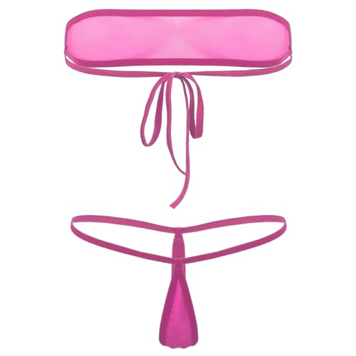 iiniim Micro Bikini Mujer Sexy Mini Bikini Tangas G-String Braga Alta Cintura Bikinis Brasileños Dos Piezas Traje de Baño Conjunto de Lencería Erótica Pijama A Rosa A Talla única