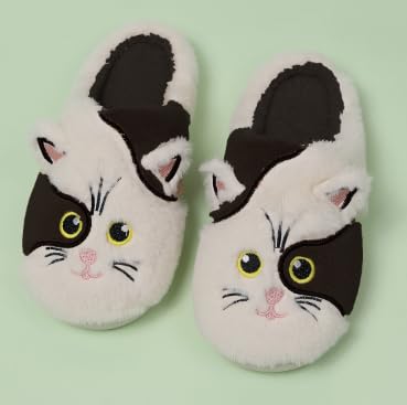 Image of Cute Cow Animal Print Slippers for Women - Beige, Flat, Open Toe, Lightweight, Casual, All Seasons