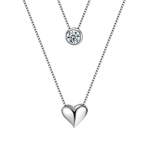 Colliers ras du cou cœur en argent 925 et oxydes de zirconium raffinés