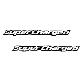 2Pc Supercharged Emblem Aluminum Sticker Decal Nameplate Badge Double Tape for Cars, Trucks (Chrome Black)