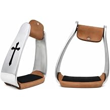 Challenger Western Angled Aluminum Saddle Stirrups w/Black Cross Inlay 5173