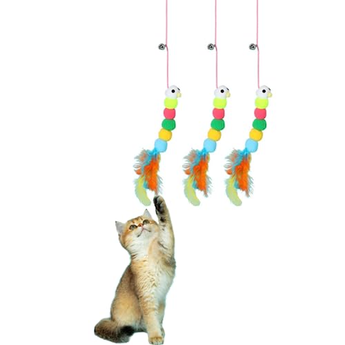 Brinquedo para gato elástico para pendurar porta janela com ventosa pompom divertido interativo marc