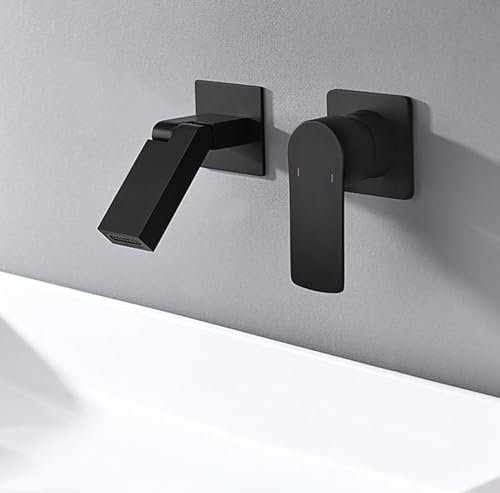 Mélangeur de lavabo encastrable 2 trous or brossé pour robinet de salle de bain mural