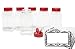16 oz Clear Plastic Spice Bottle with Lined Red Caps - 6 Pack (BONUS 1oz Spice Jar)