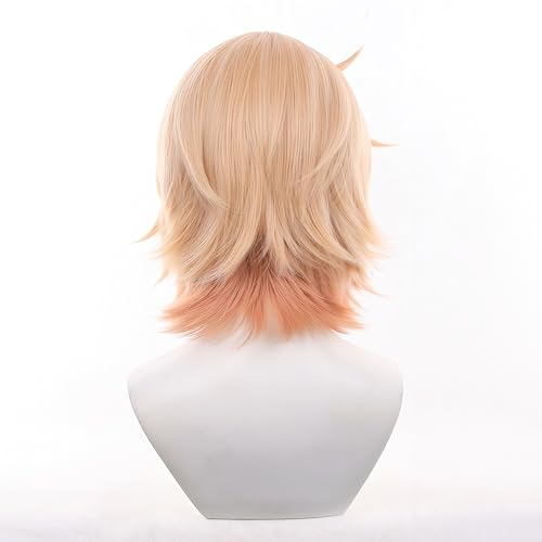 Image of Yellowish pink wig Suitable for genshi costume Synthetic hair with wig cap
